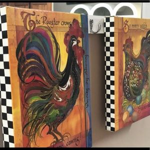 2 rooster matted prints